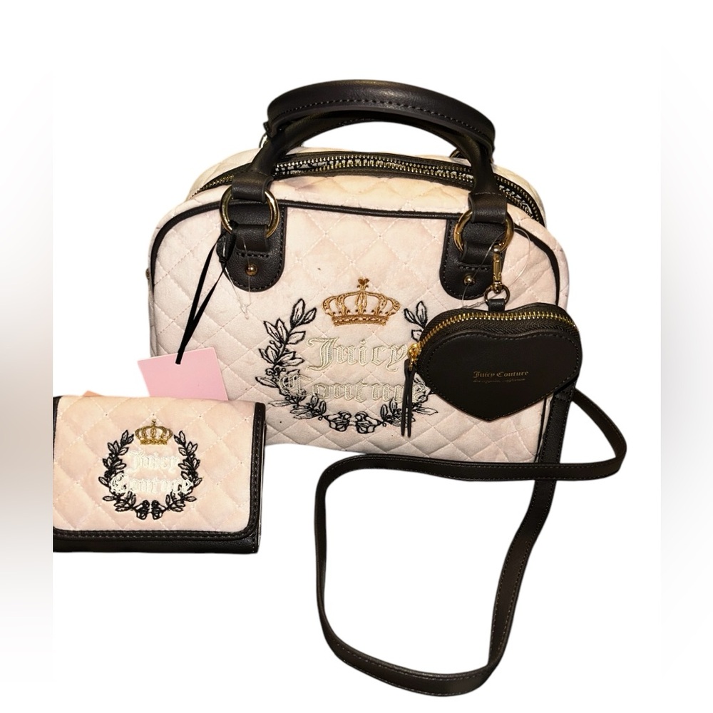 Juicy Couture Royal Satchel Light Pink/Clay&Chocolate/wallet. 4 piece NEW🔥 - Picture 5 of 16
